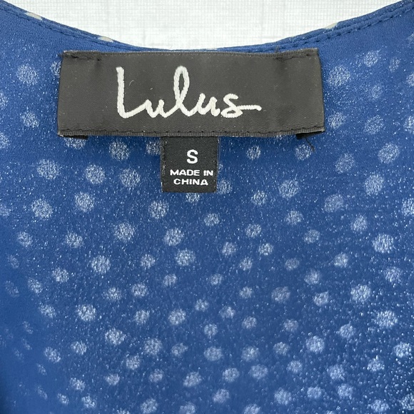 Lulus Girl Like You Navy Blue Polka Dot Two-Piece Maxi Dress SMALL - Picture 4 of 5